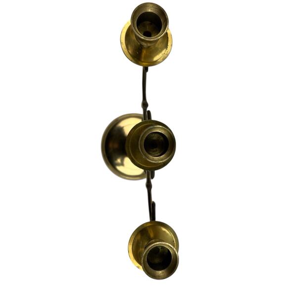 Vintage Solid Brass 3-Arm Candelabra Made in Japan Hollywood Regency - Picture 6 of 10